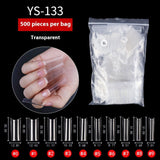 Nail Tips Nail plate semi-sticker, light sticker, lengthened XXXL water pipe nail NO C arc, light French manicure, transparent fake nail