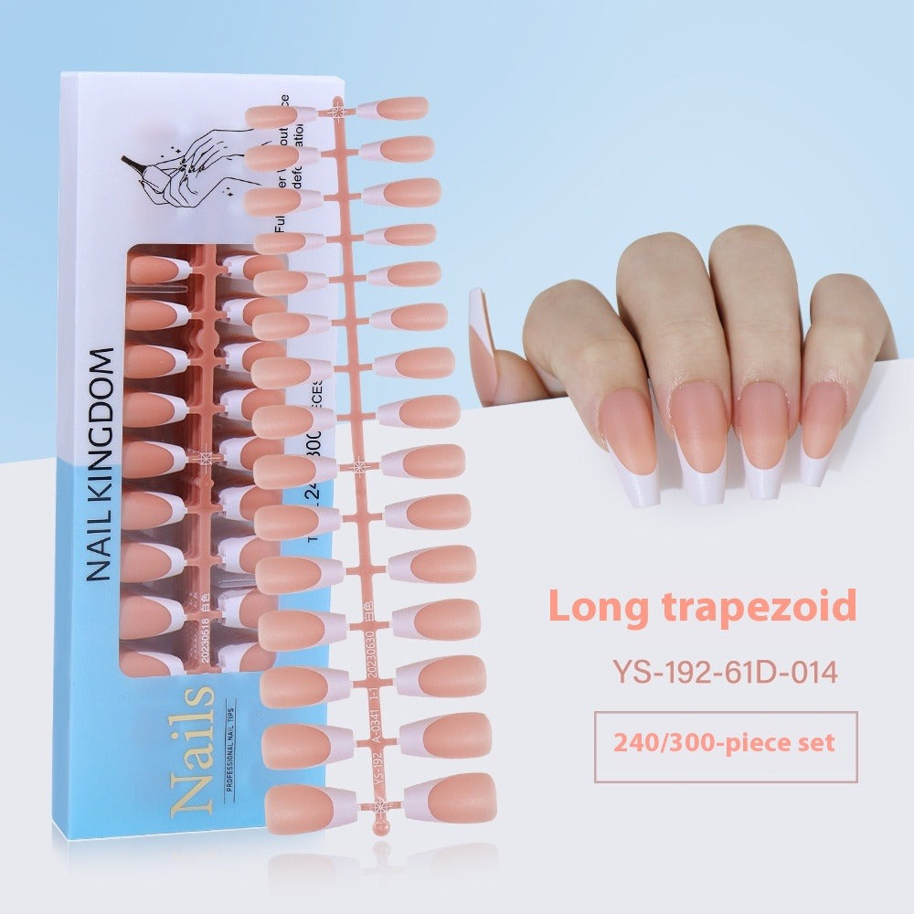 Nail Tips New French press on nails 240 pieces boxed fake nail manicure work in progress matte full sticker French nail piece