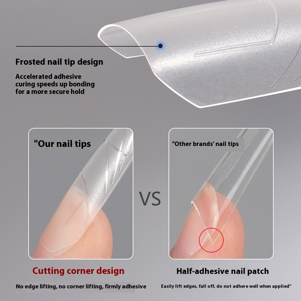 Nail Tips press on nails pads 240 pieces free of engraving and grinding, boxed long matte non-marking with scale lines and half-pasted fake nails