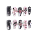 365Nails Dark Orbit Pink-Black Rhinestone Press-Ons