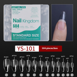 Nail Tips nail piece semi-matte 504 pieces boxed trapezoidal almond fake nail patch transparent and seamless nail art