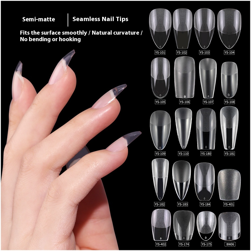 Nail Tips Transparent semi-matte nail art, special nail piece for press on nails piece, no trace 240 pieces, broken piece box, full sticker, matte fake nail.