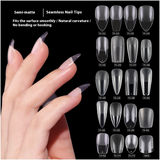 Nail Tips Transparent semi-matte nail art, special nail piece for press on nails piece, no trace 240 pieces, broken piece box, full sticker, matte fake nail.