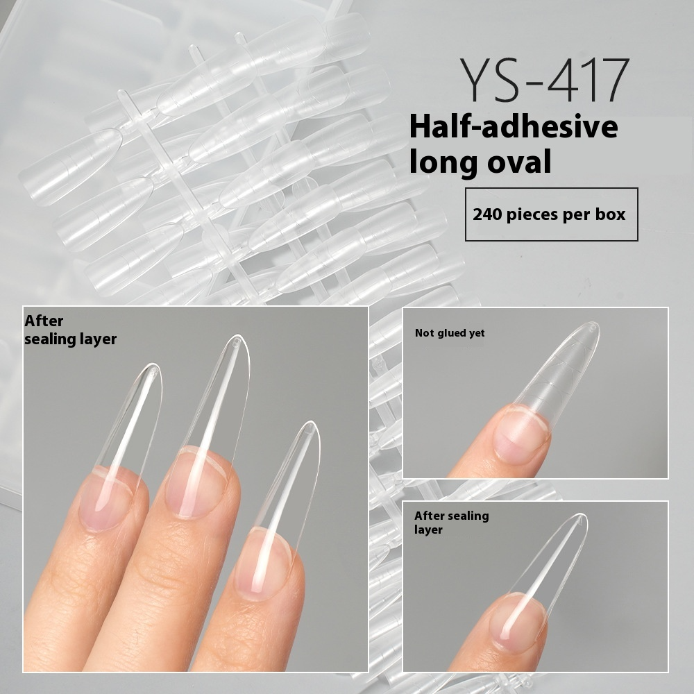 Nail Tips press on nails pads 240 pieces free of engraving and grinding, boxed long matte non-marking with scale lines and half-pasted fake nails