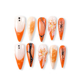 365Nails Orange Soda Ombre with Black-Edged French and Starburst Petal Accents Press-On Nails