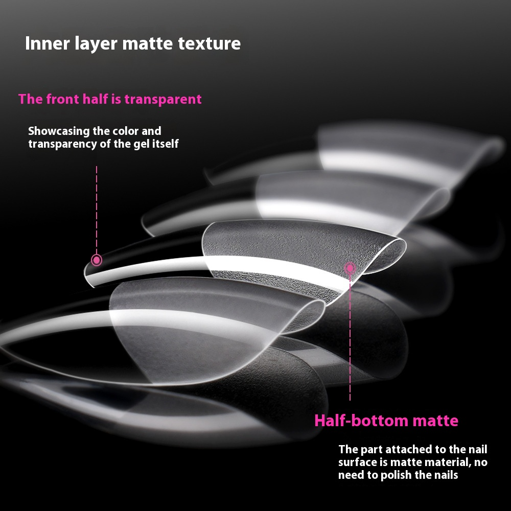 Nail Tips popular nail film short almond 120 pieces boxed, ultra-thin and seamless transparent semi-matte free engraving and grinding nail film