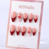 Burgundy French Santa Claus Medium Almond press on nail