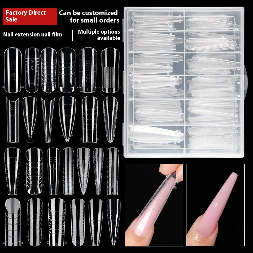 Nail Tips 120 transparent crystal nail molds, boxed with graduated crystal extension nail molds, rapid phototherapy extension nail molds