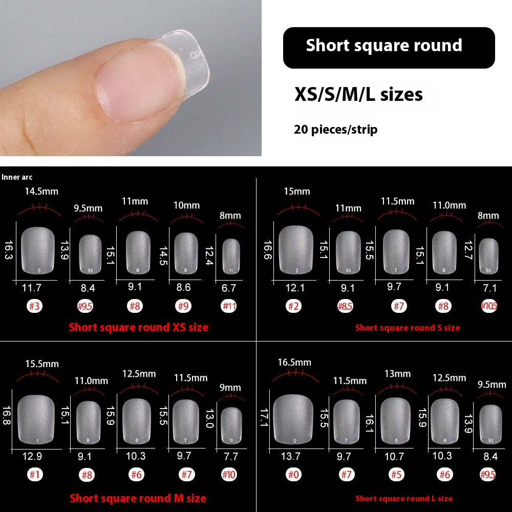 Nail Tips Sub-code nail pads, 100 pcs for press on nails pads, standard size wear-free full half stickers, matte trapezoidal square false nail pads