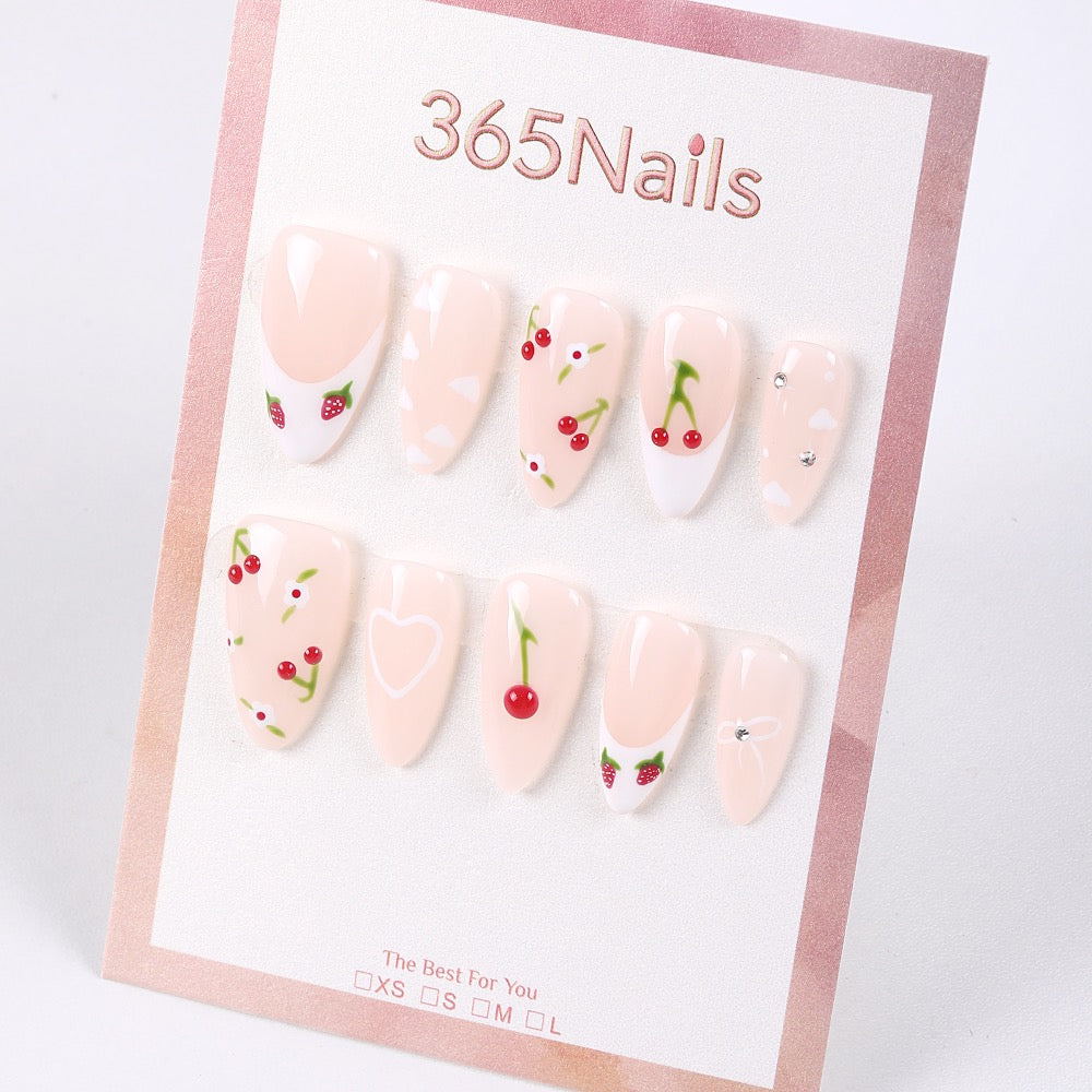 365Nails Cherry Blush French Almond Tips