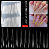 Nail Tips Long salons press on nails pieces, long tip 120 pieces, boxed transparent thin dog lengthened art nail pieces, women