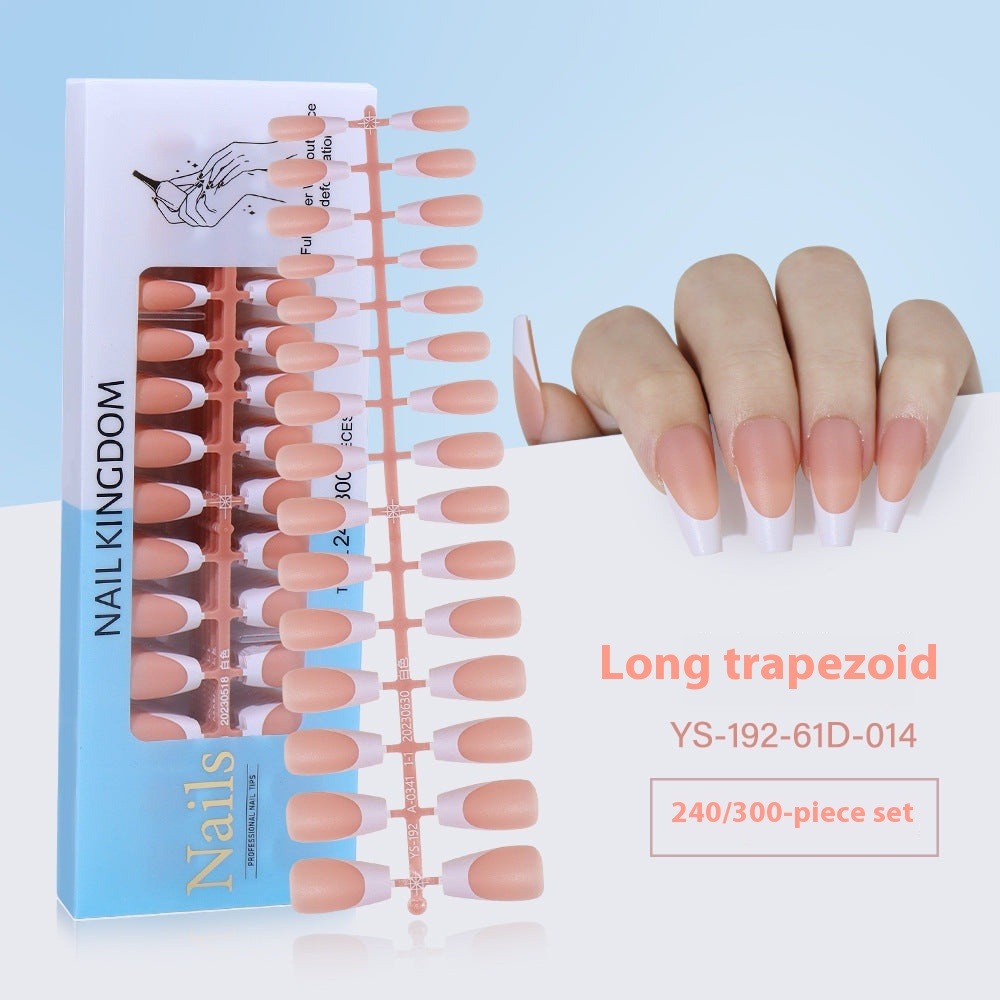 Nail Tips New French press on nails 240 pieces boxed fake nail manicure work in progress matte full sticker French nail piece