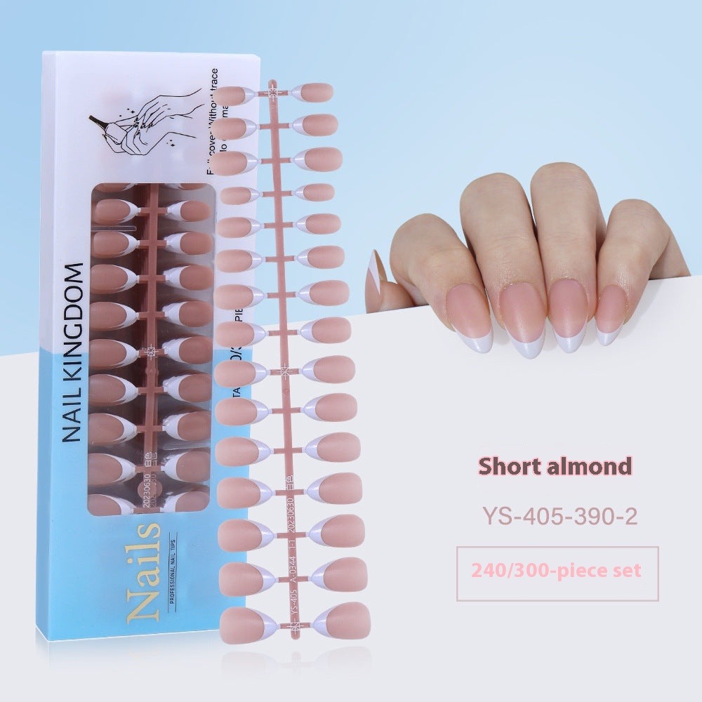 Nail Tips New French press on nails 240 pieces boxed fake nail manicure work in progress matte full sticker French nail piece