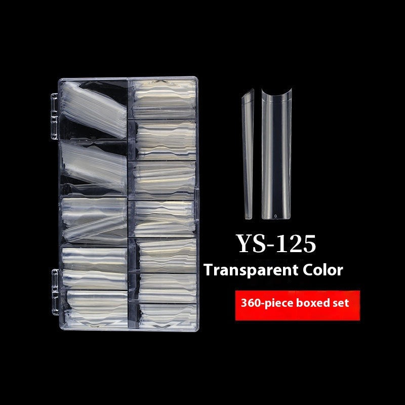 Nail Tips Nail plate semi-sticker, light sticker, lengthened XXXL water pipe nail NO C arc, light French manicure, transparent fake nail