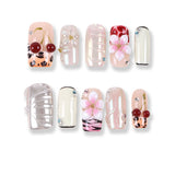 Uñas postizas 365Nails Cherry Bloom con mezcla iridiscente.