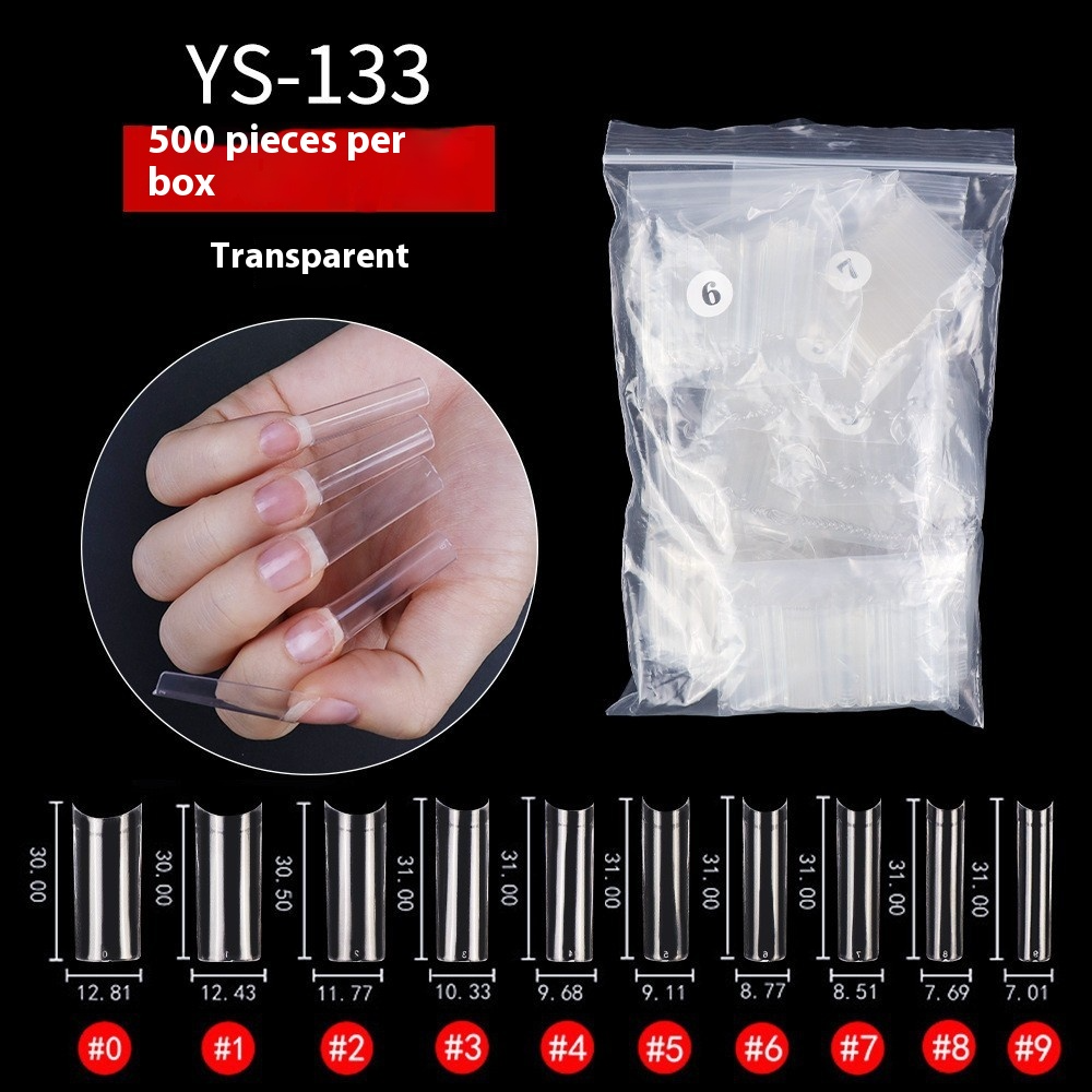 Nail Tips nail plate water pipe nail natural white 500 pieces French half sticker extended patch NOC high arc fake nail