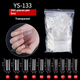 Nail Tips nail plate  water pipe nail natural white 500 pieces French half sticker extended patch NOC high arc fake nail