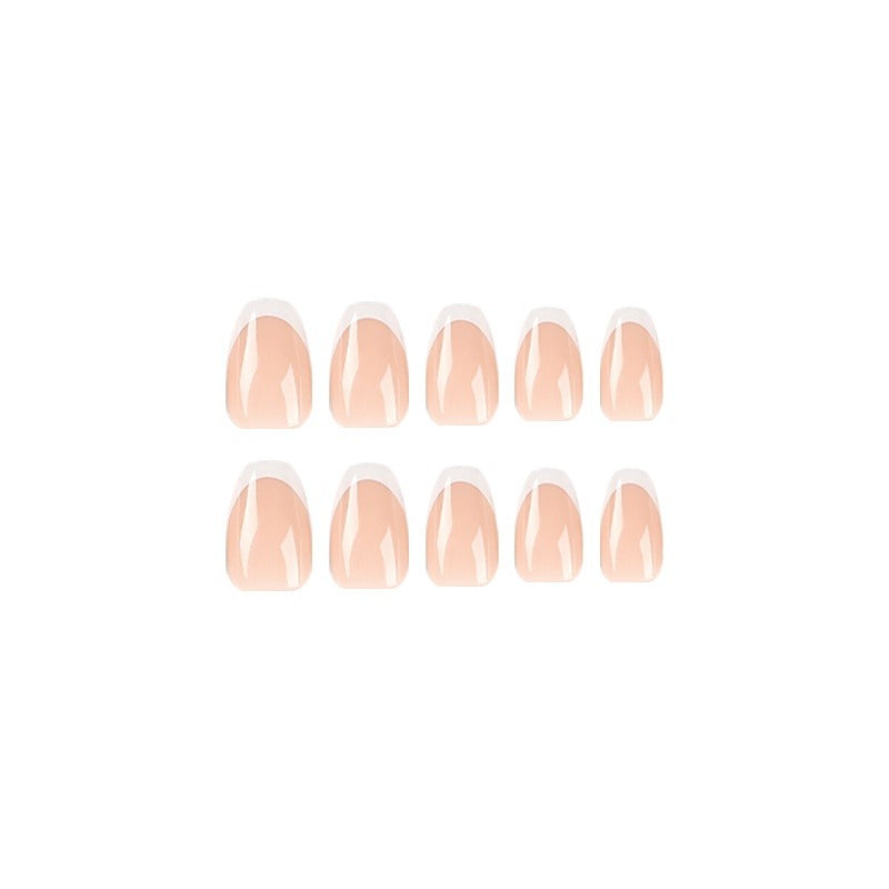 Wear nail short simple nail piece nail art finished French white edge short ballet nail sticker removable nail piece