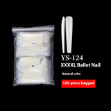 Nail Tips long ballet nail piece, French full sticker ballet fake nail piece, new extended transparent folded seamless ballet nail