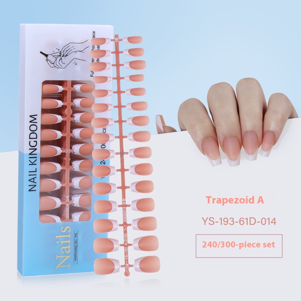 Nail Tips New French press on nails 240 pieces boxed fake nail manicure work in progress matte full sticker French nail piece