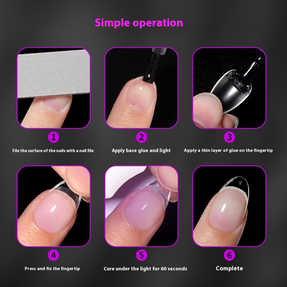 Nail Tips press on nails pads 96 pieces seamless ultra-thin almond fake nail patches removable fully transparent matte extended manicure
