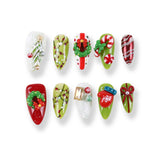 365Nails Christmas Green Wreath Stiletto Set
