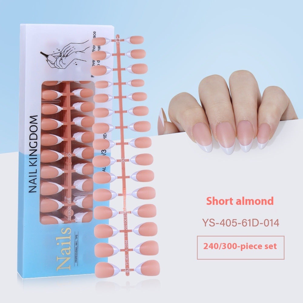 Nail Tips New French press on nails 240 pieces boxed fake nail manicure work in progress matte full sticker French nail piece
