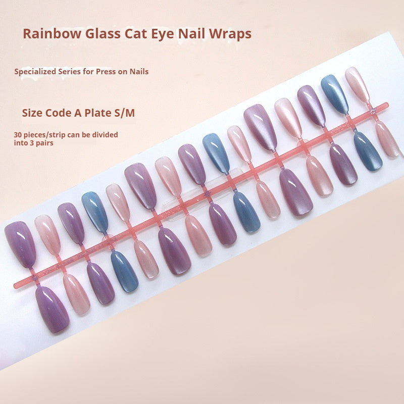 Nail Tips prefabricated nail clear and smart spring rainbow glass beads sweet girl ins wind removable manicure|365nails