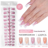 Nail Tips French Duckbill Shape Nail press on nails Piece Traceless Oil Spray Finished Product Removable False Nail Glossy Prefabricated Nude Nail Art