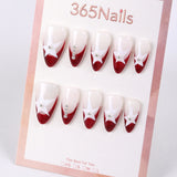 365Nails Red White French Star Press-On Nails Jelly Wine-Red Stiletto with Stud Accents Party-Ready