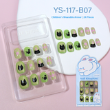 Children press on nails, cartoon 24-piece boxed finished product, sweet and cute children's removable fake nail patch manicure