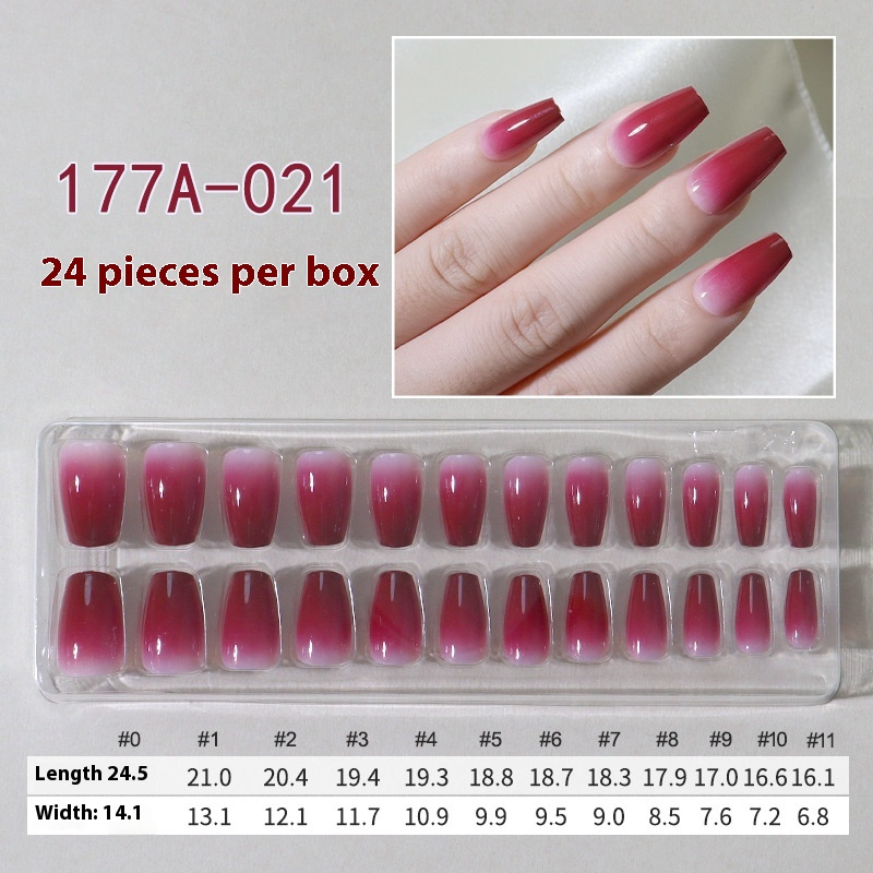 French press on nails 24 pieces Boxed detachable finished product Wearable prefabricated fake nail patch Solid color manicure