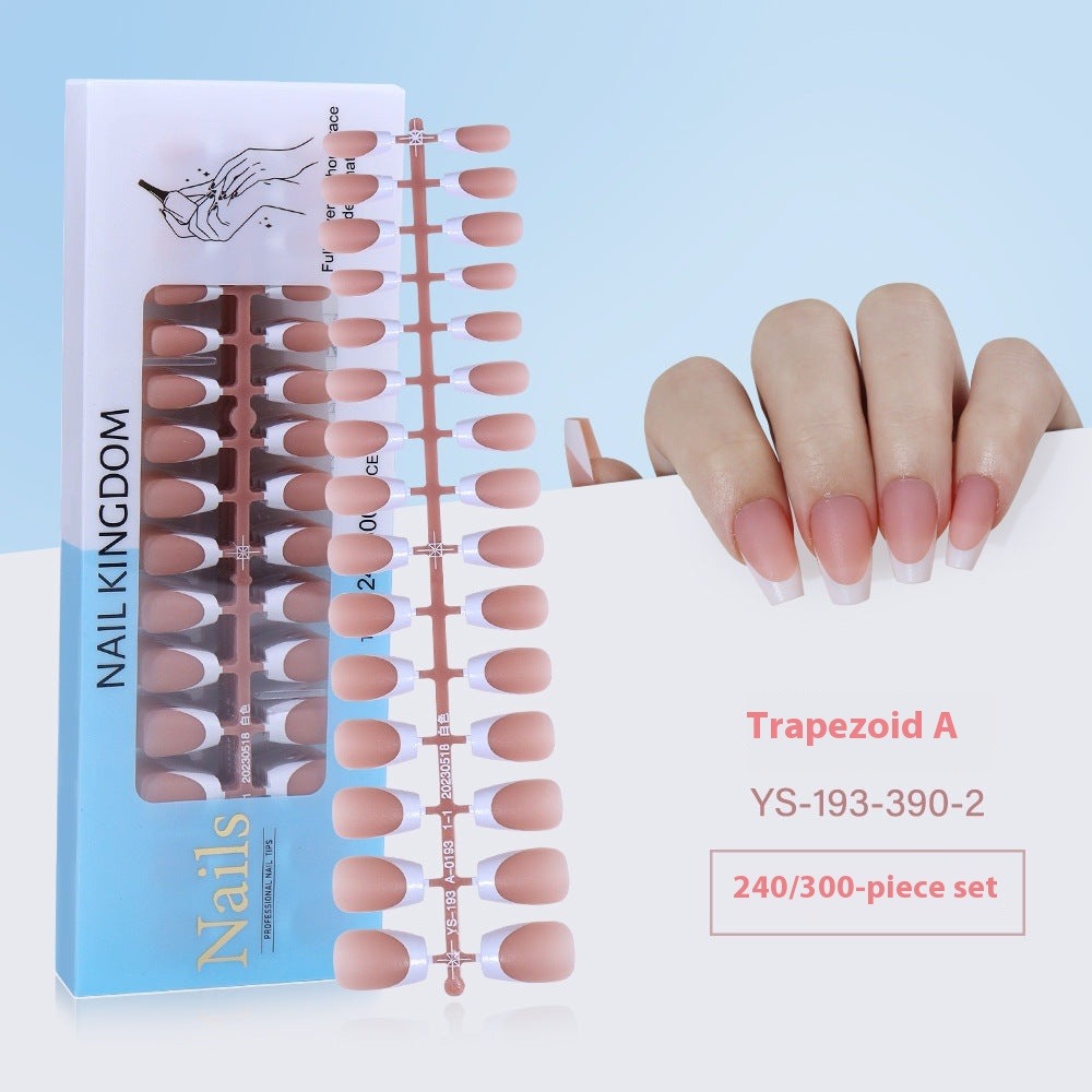 Nail Tips New French press on nails 240 pieces boxed fake nail manicure work in progress matte full sticker French nail piece
