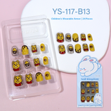 Children press on nails, cartoon 24-piece boxed finished product, sweet and cute children's removable fake nail patch manicure