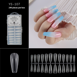 Nail Tips nail piece semi-matte 504 pieces boxed trapezoidal almond fake nail patch transparent and seamless nail art