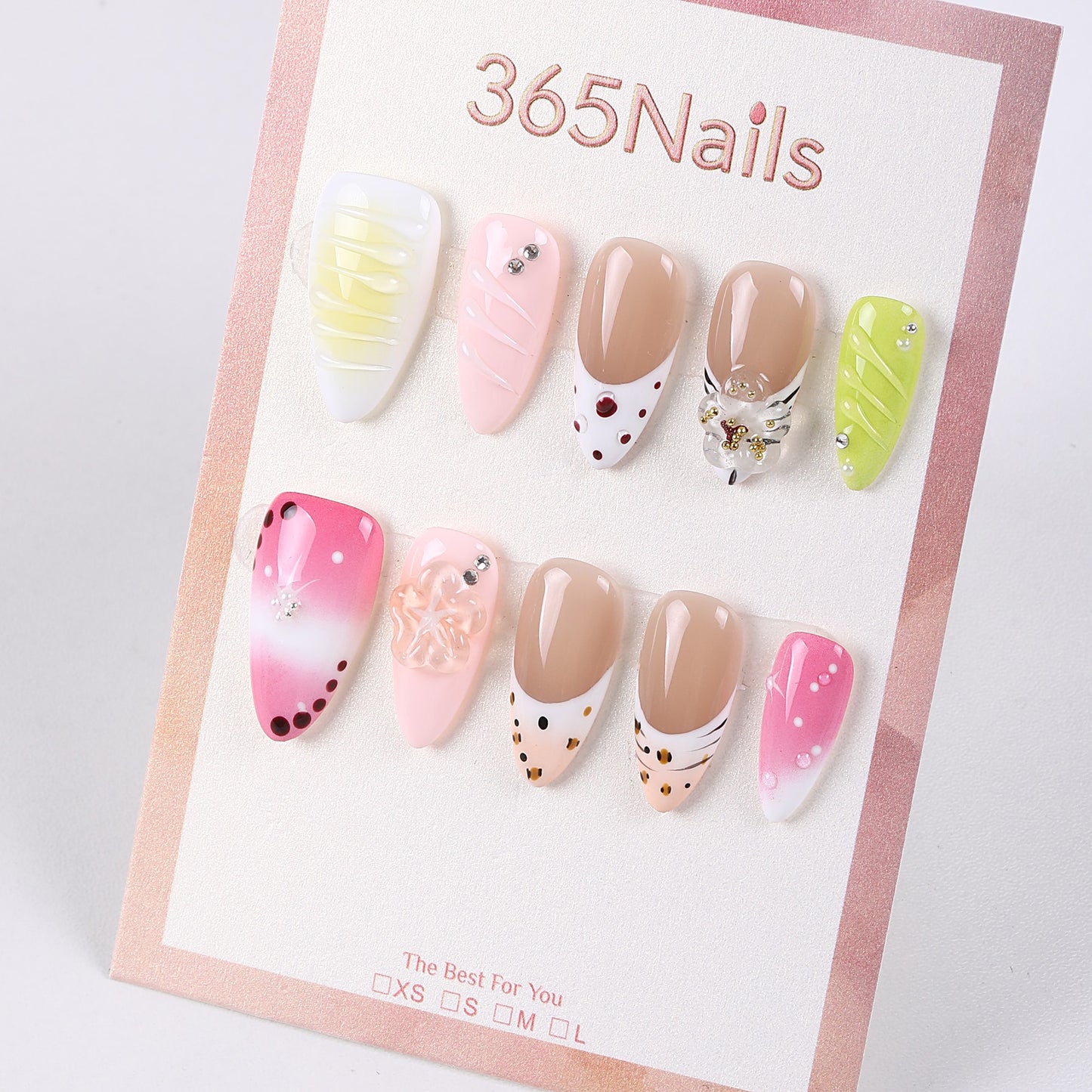 Leopard print pinched flower shape press on nails short nail piece summer