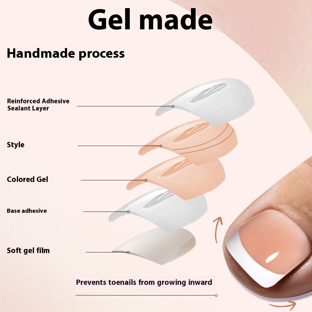 New manicure nude toenails square short removable 32-piece patch fake nails French foot armor