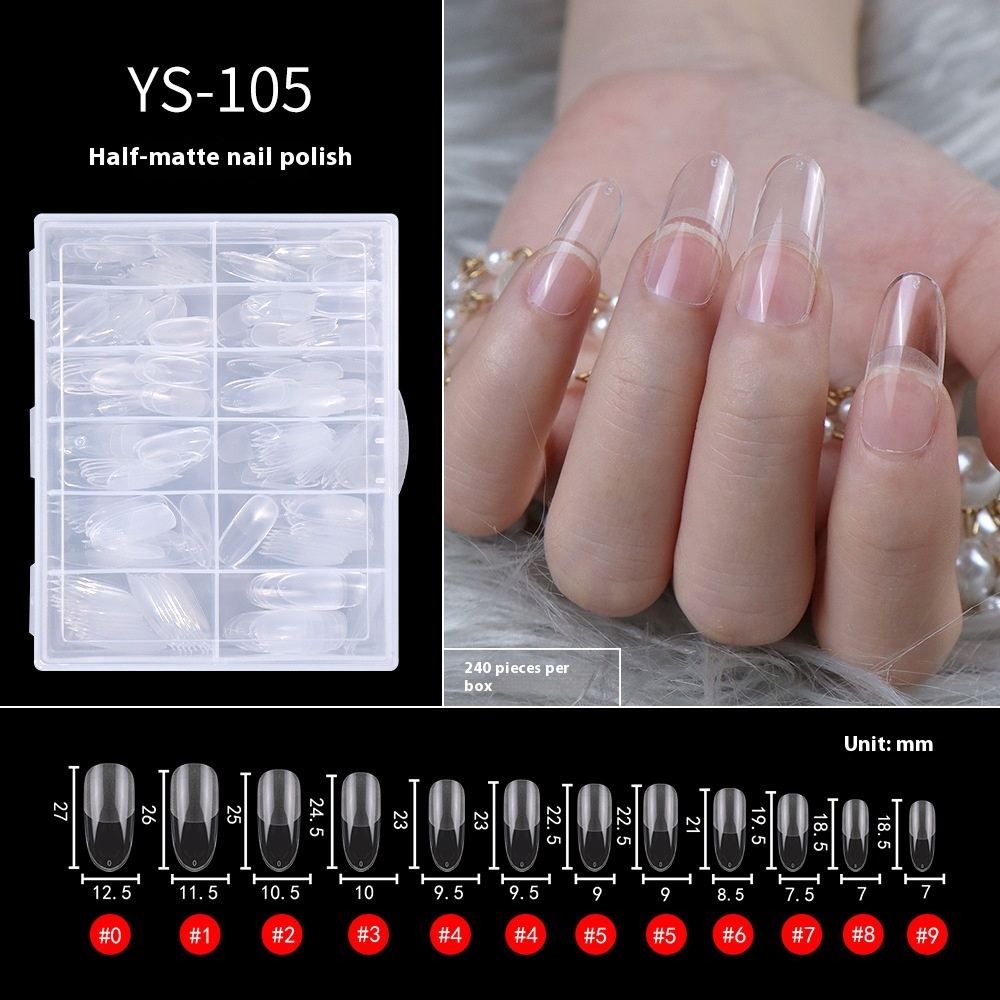 Nail Tips Transparent semi-matte nail art, special nail piece for press on nails piece, no trace 240 pieces, broken piece box, full sticker, matte fake nail.