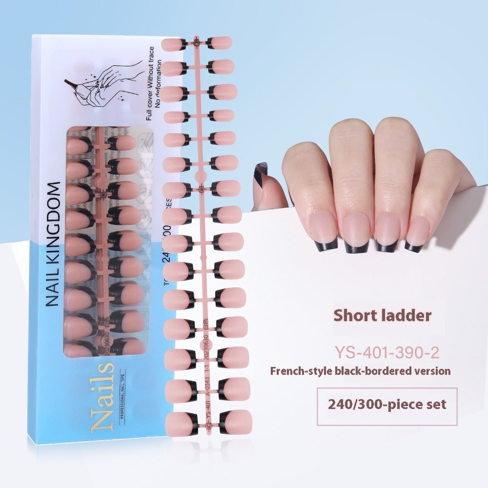 Nail Tips New French press on nails 240 pieces boxed fake nail manicure work in progress matte full sticker French nail piece