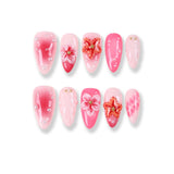 365nails pink blossom 3d hand‑painted long tips