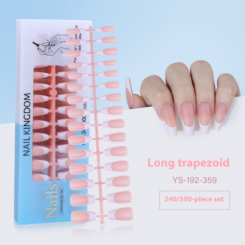Nail Tips New French press on nails 240 pieces boxed fake nail manicure work in progress matte full sticker French nail piece