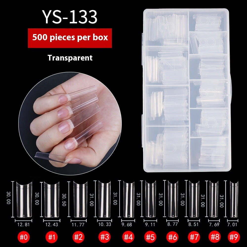 Nail Tips Nail plate semi-sticker, light sticker, lengthened XXXL water pipe nail NO C arc, light French manicure, transparent fake nail