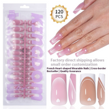 Nail Tips new press on nails French love long square fake nail 120 pieces detachable finished product patch manicure