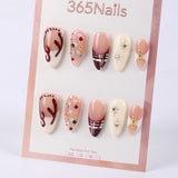 365Nails Nude Plaid & Gems Holiday Stiletto Set
