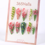 365nails forest jelly florals with leaf sculpt press‑onsSold in packs of 5. Minimum order: 1 pack (5 pcs). Quantity = number of packs. Qty 1 = 5 pcs