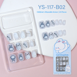 Children press on nails, cartoon 24-piece boxed finished product, sweet and cute children's removable fake nail patch manicure