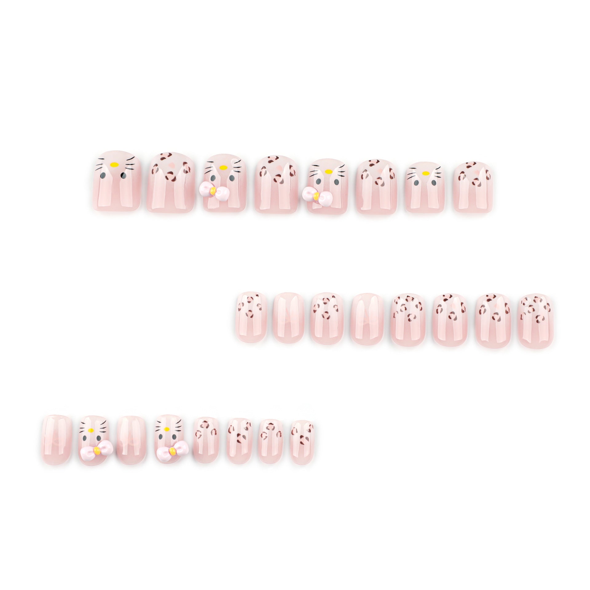 Japanese sweet cat French leopard print short square press-on nails