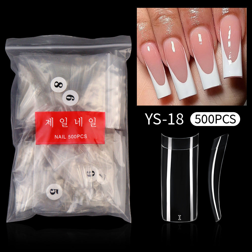 Nail Tips Transparent nail piece Semi-sticker Shallow sticker 500 pieces French long nail art trapezoidal square light and thin press on nails nail piece