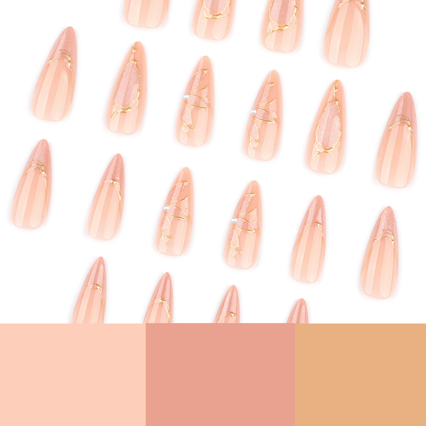 Medium and long almond shaped 3d three-dimensional cat eye press-on nails