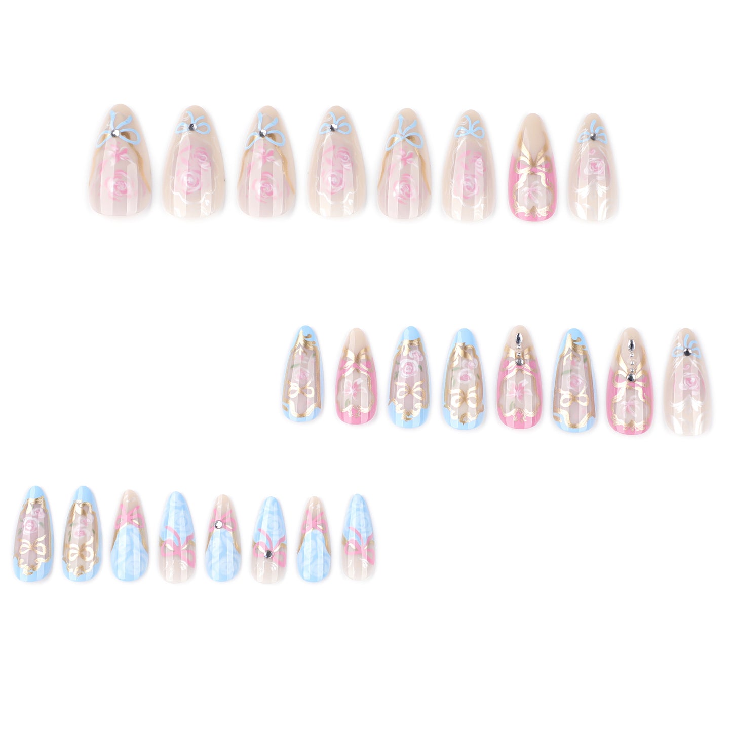 Monet style hot-selling press on nails love flower wearing fake nail manicure short almond nail piece|365nails